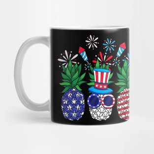 Pineapple USA Flag Frieworks Independence Day Mug